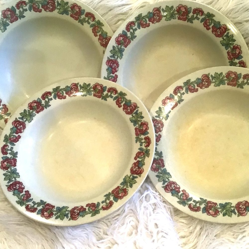 Vintage Texas Ware Melmac Floral Rimmed Bowl Set